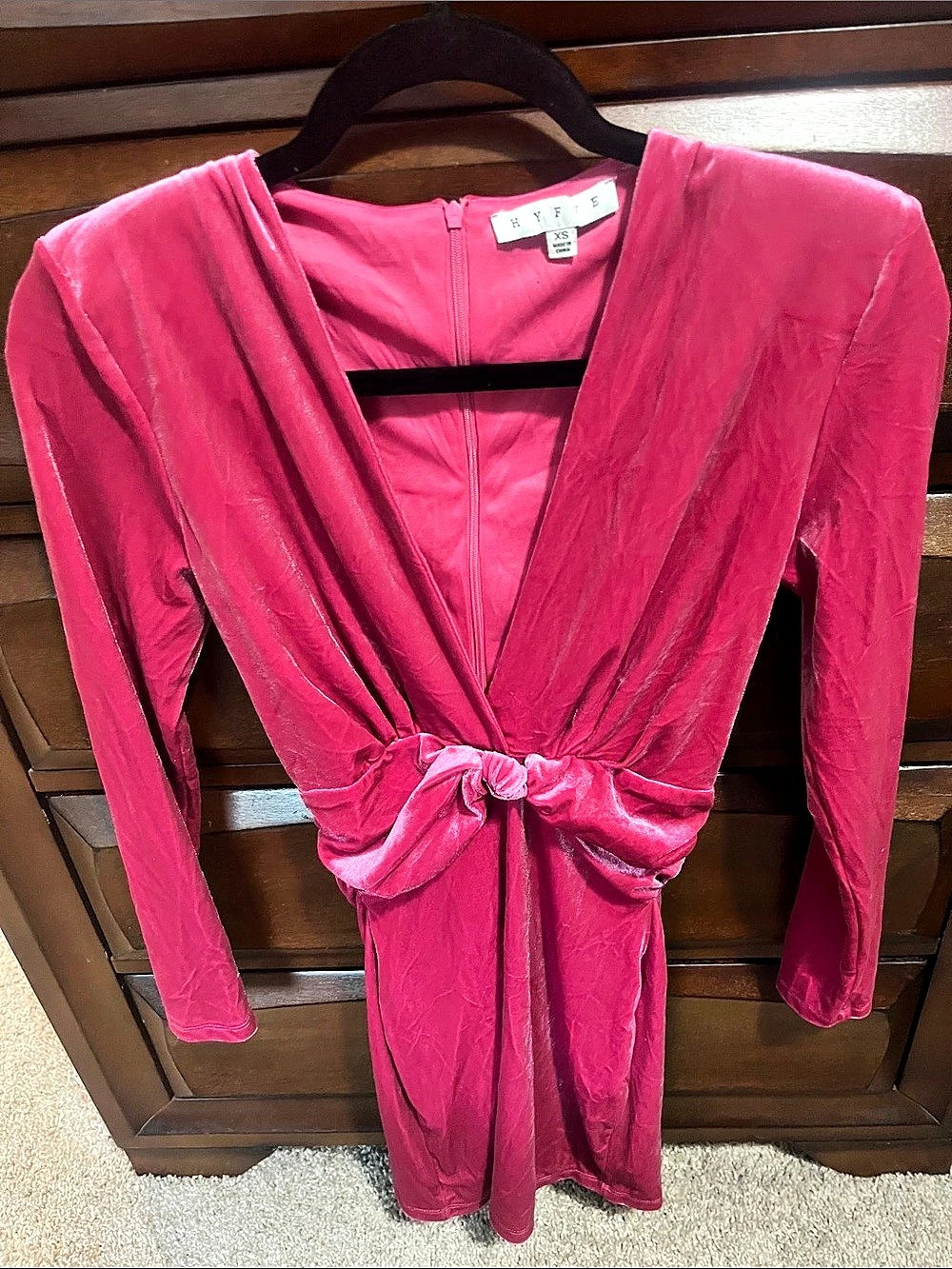 HYFVE Velvet Maxi Dress in Pink Size XS Like New